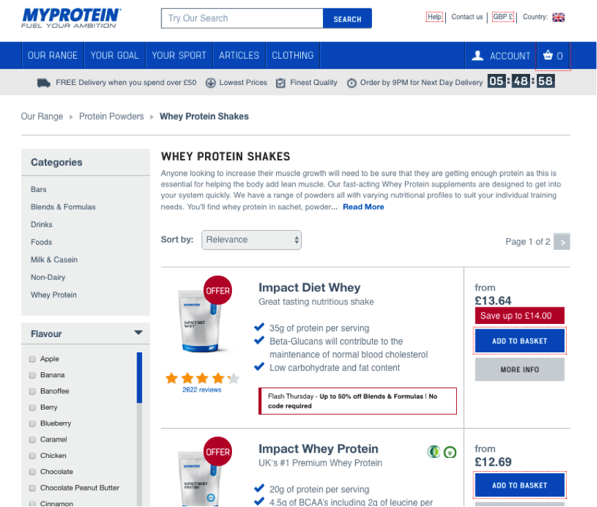 myprotein homepage